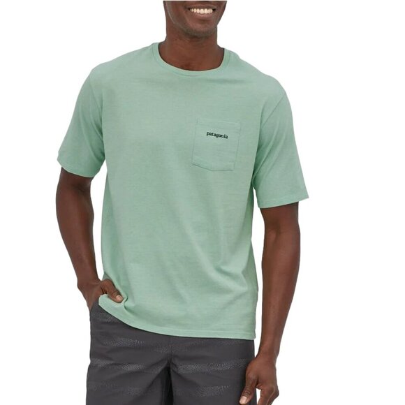 Patagonia Men's Boardshort Logo Pocket Responsibili-Tee in tea green size XXL - Picture 2 of 12